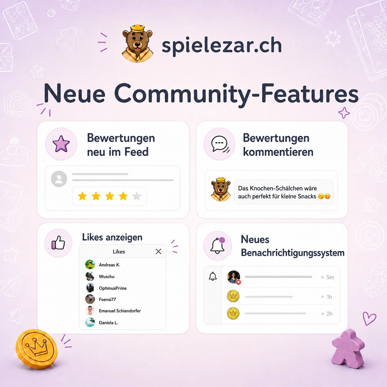 Ich habe wieder etwas an der Webseite herumgeschraubt und es gibt ein paar neue Community-Features. 😅⭐ Bewertungen ersch