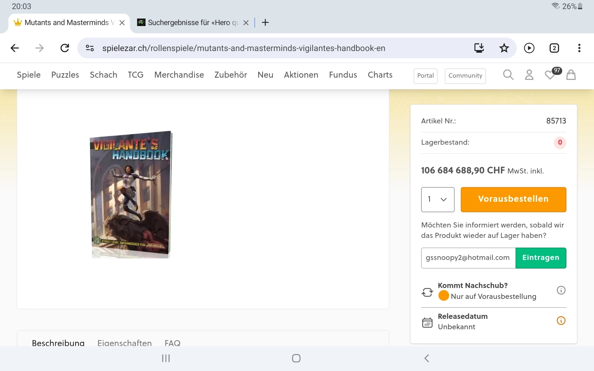 Überprüft mal die Preise bitte