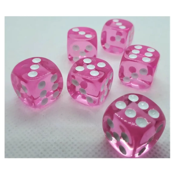 16mm Würfel D6 Transparent: Pink (12)