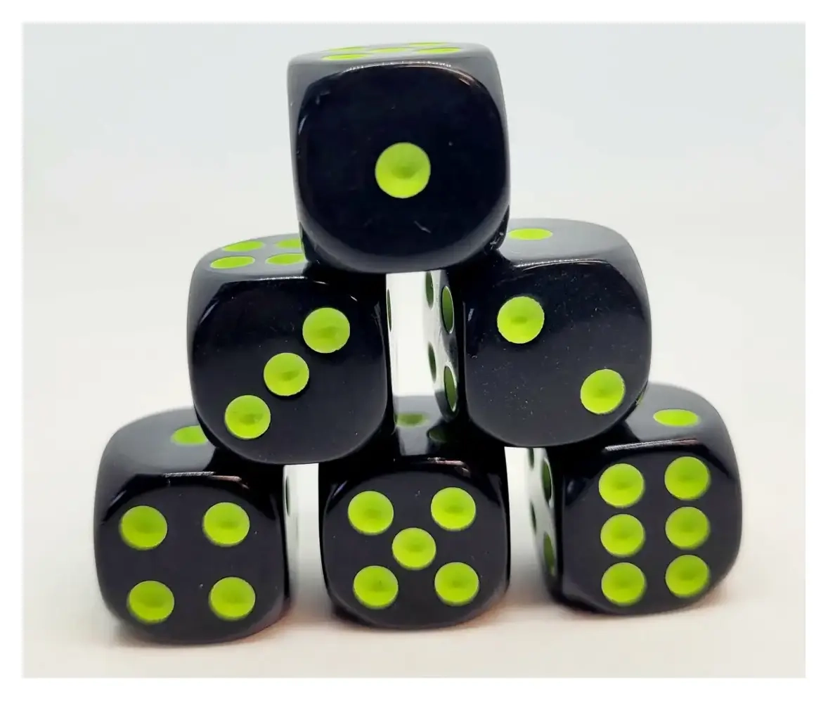 Würfelset D6: Opaque/Neon Green (12)