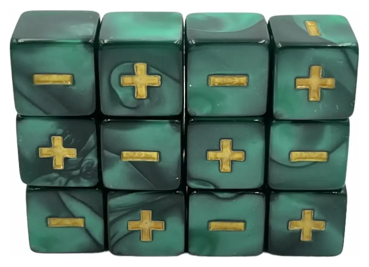 Würfelset: Fate/Fudge Marble Darkgreen (12)