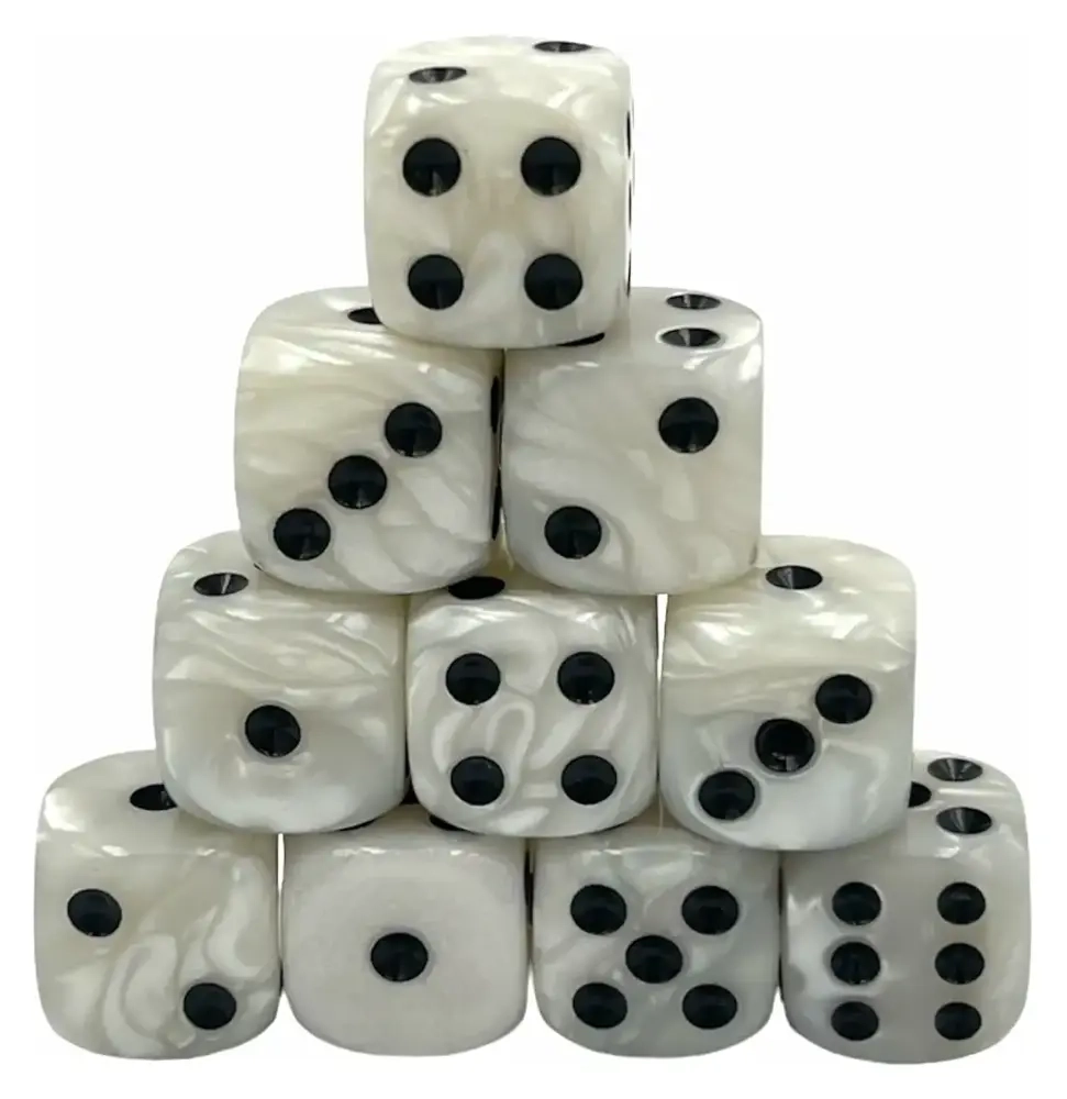 Würfelset D6 Pearl: White/Black (12)