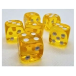 16mm Würfel D6 Transparent: Yellow (12)