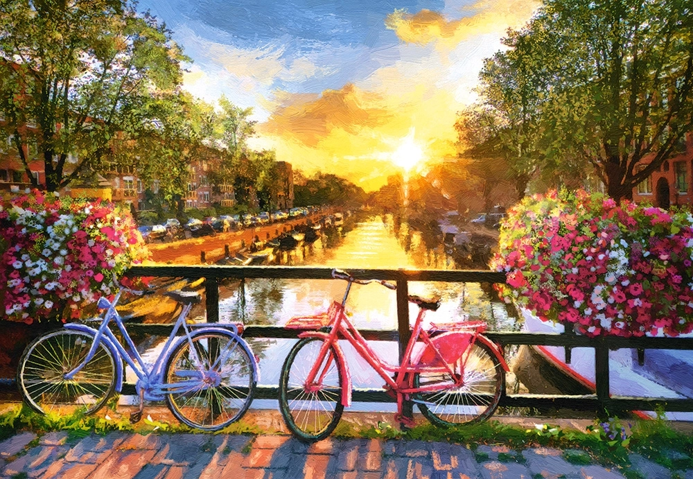 Malerisches Amsterdam mit Fahrrädern