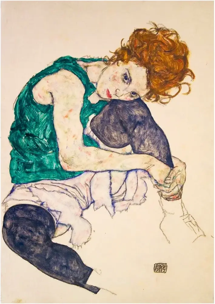 Seated Woman with Legs Drawn Up - 1917 - Egon Schiele