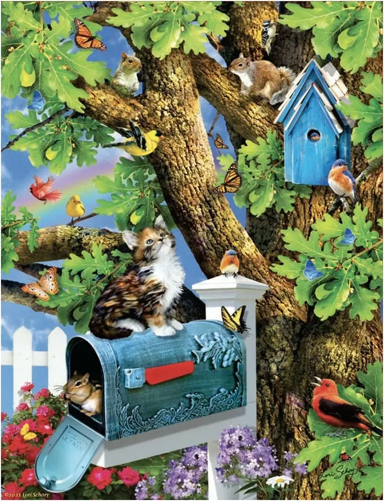 Kitty and Birdhouse - Lori Schory
