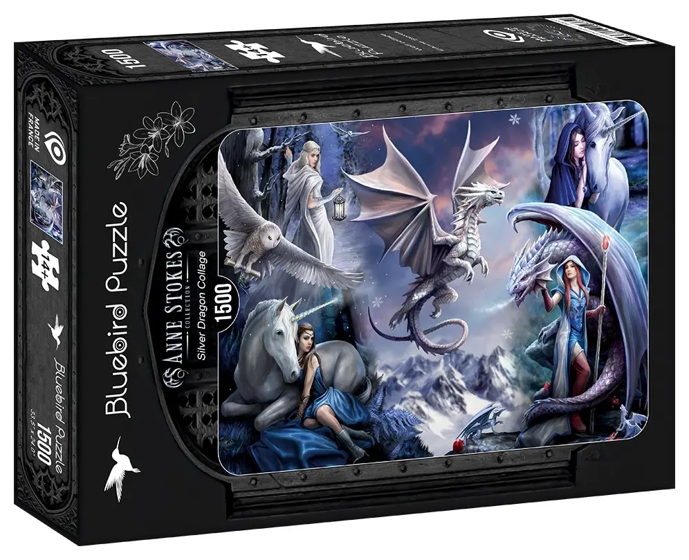 Silver Dragon Collage - Anne Stokes