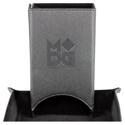 Fold Up Leather Dice Tower Black