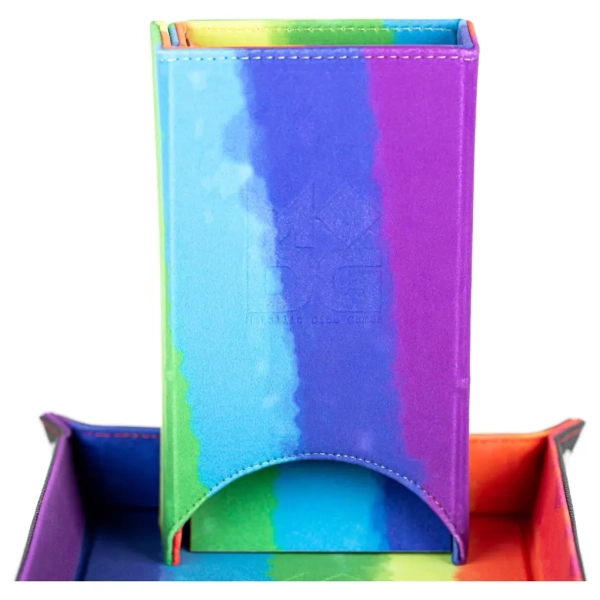 Fold Up Velvet Dice Tower Watercolor Rainbow