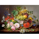 Still Life with Flowers and Fruit Basket