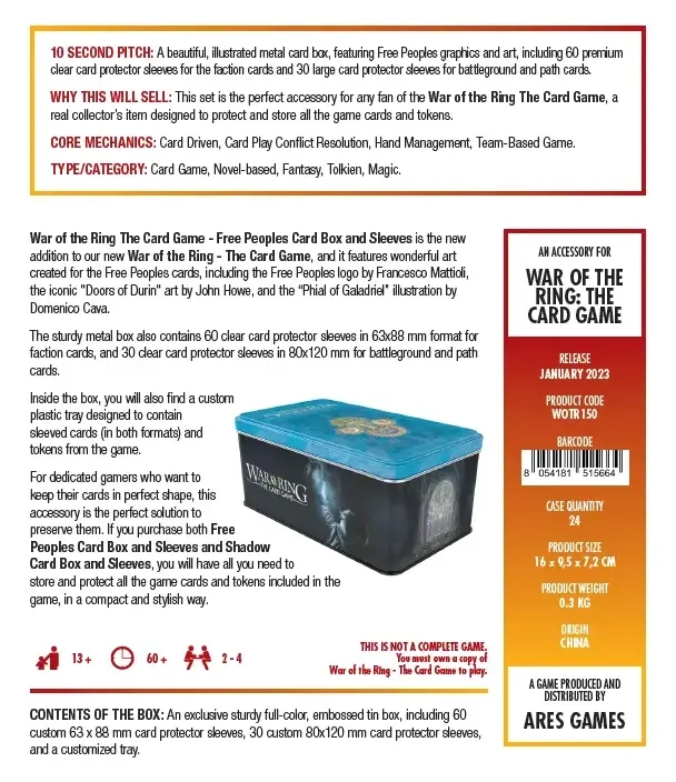 War of the Ring The Card Game Free Peoples Card Box and Sleeves
