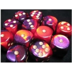 Dice Sets Purple-Red/Gold Gemini 16mm d6 (12)