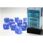 16mm d6 with pips Dice Blocks (12 Dice) - Frosted Blue w/white