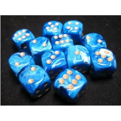 Dice Sets Blue/Gold Vortex 16mm d6 (12)