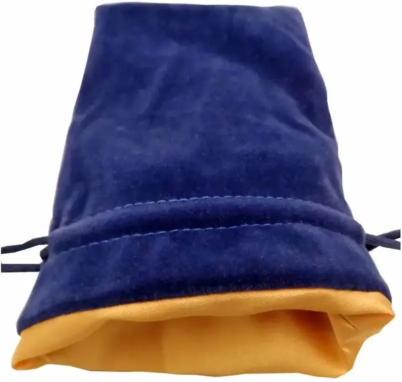 Blue Velvet Dice Bag with Gold Satin Lining 6x8