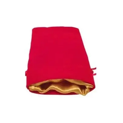 Dice Bag Red Velvet Dice Bag with Gold Satin Lining 4x6