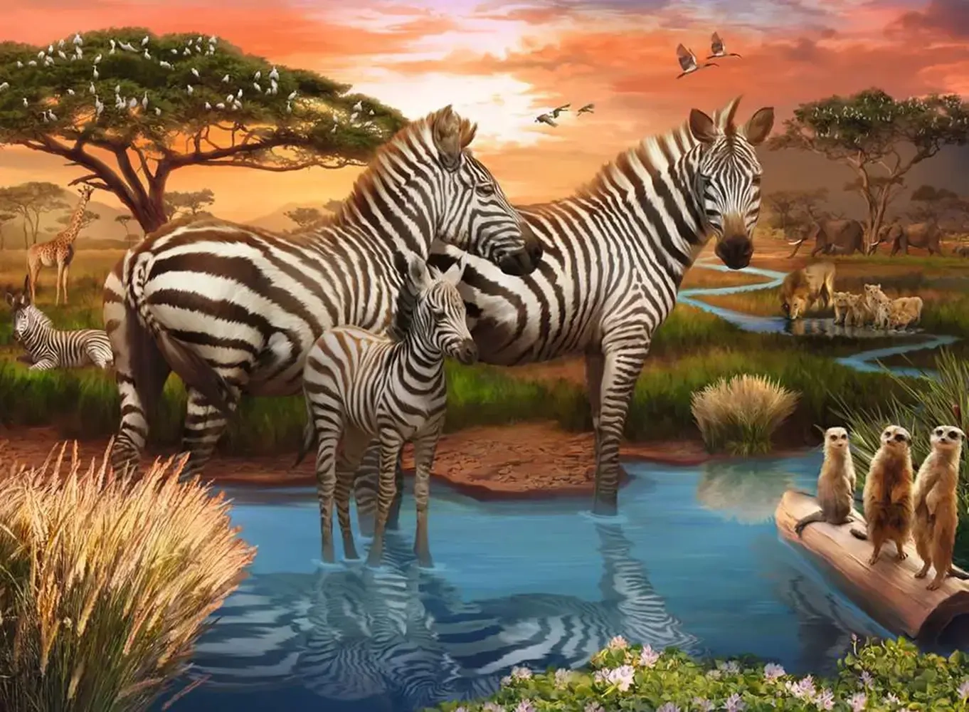 Zebras am Wasserloch