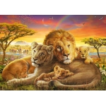Kuschelnde Löwenfamilie