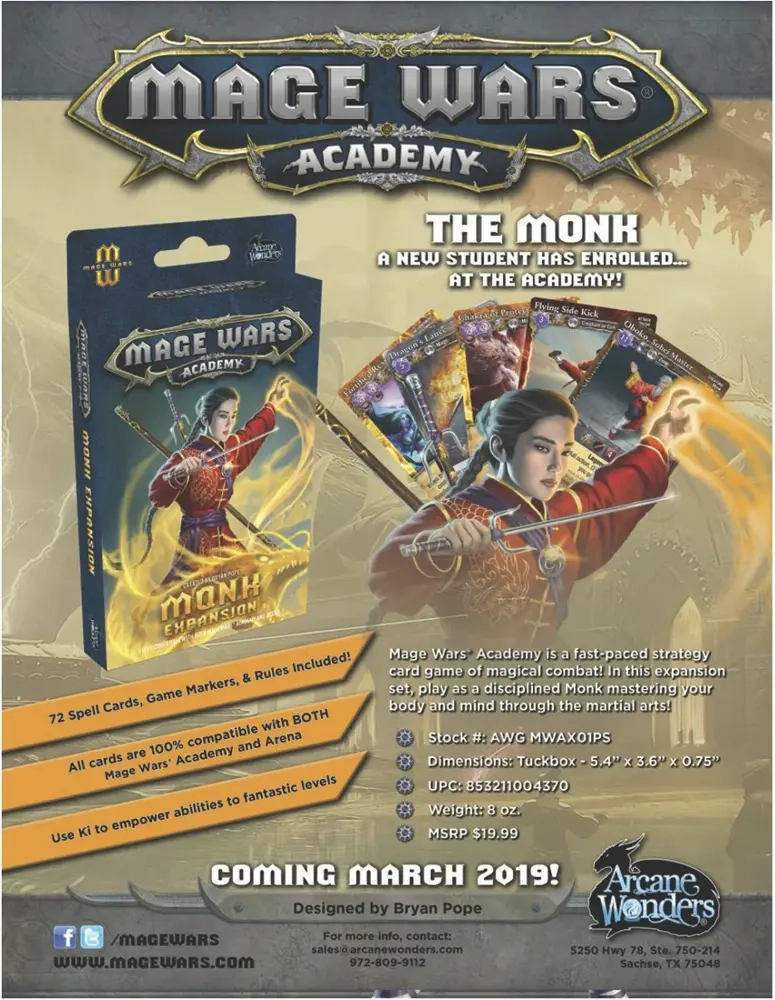 Mage Wars Academy Monk - Expansion - EN