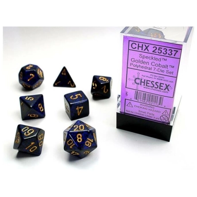 RPG Dice Sets Golden Cobalt Poly 7-dice Cube