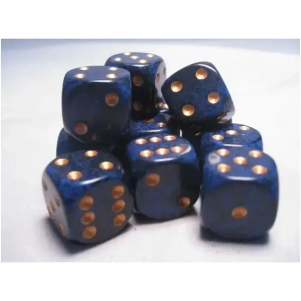 Dice Sets Golden Cobalt Speckled 16mm d6 (12)