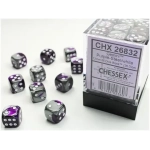 Chessex Gemini 12mm d6 Dice Blocks with pips Dice Blocks (36 Dice) - Purple-Steel w/white