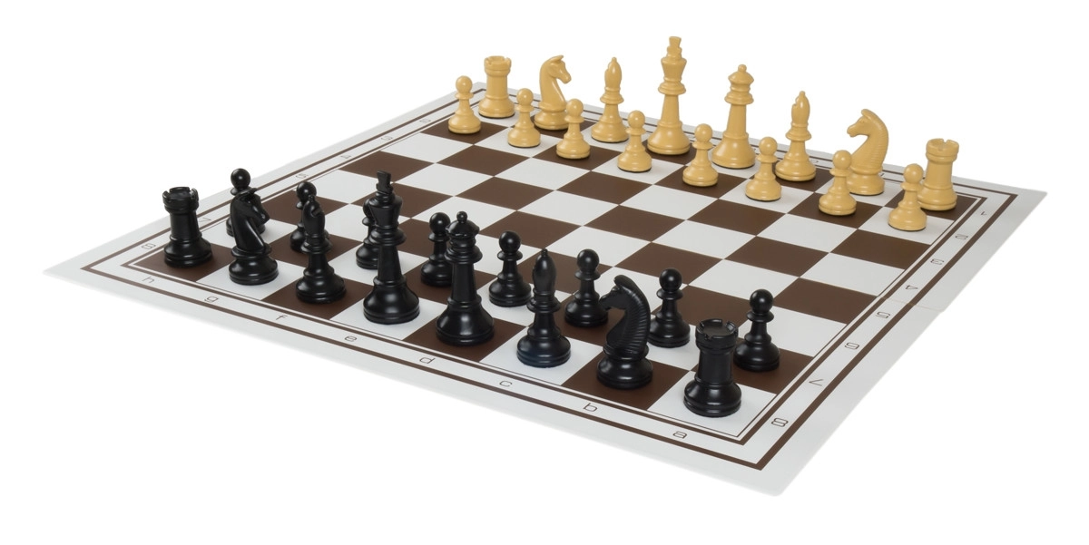 Schach Set 'Tournament XL', Kunststoff 105 mm mit Turnier-Schachplan,  faltbar, schwarz und weiß