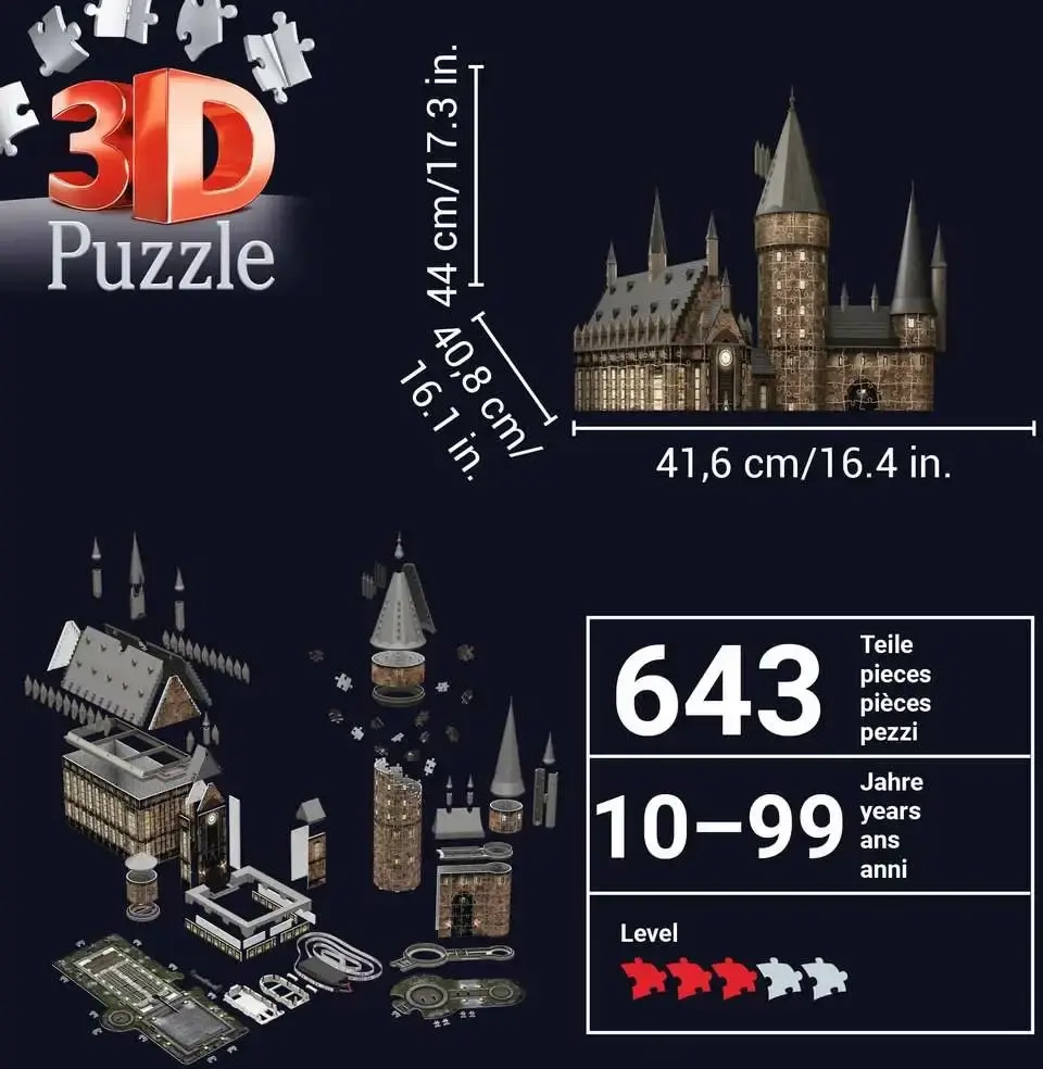 3D Puzzle - Hogwarts Grosse Halle (Night Edition)
