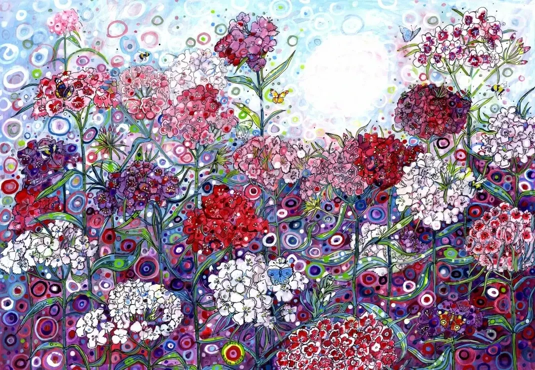 Sweet William with Butterflies - Sally Rich
