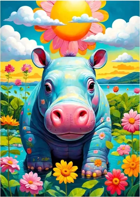 Sonniges Nilpferd