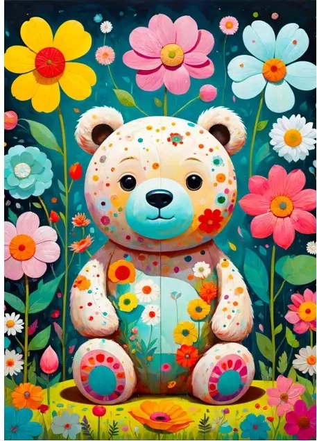 Teddybär mit Blumen