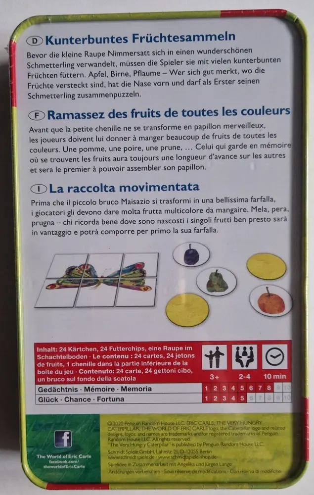 Die kleine Raupe Nimmersatt, Kunterbuntes Früchtesammeln (Metalldose) 