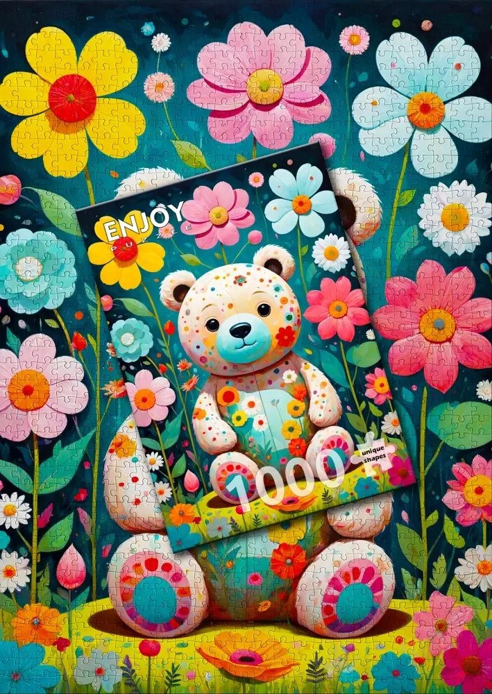 Teddybär mit Blumen