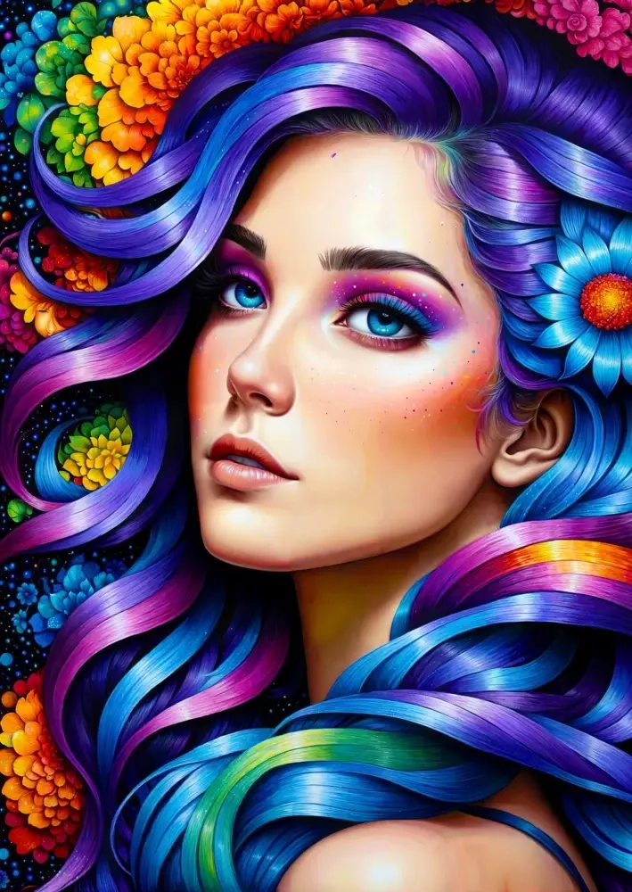 Rainbow Flower Portrait