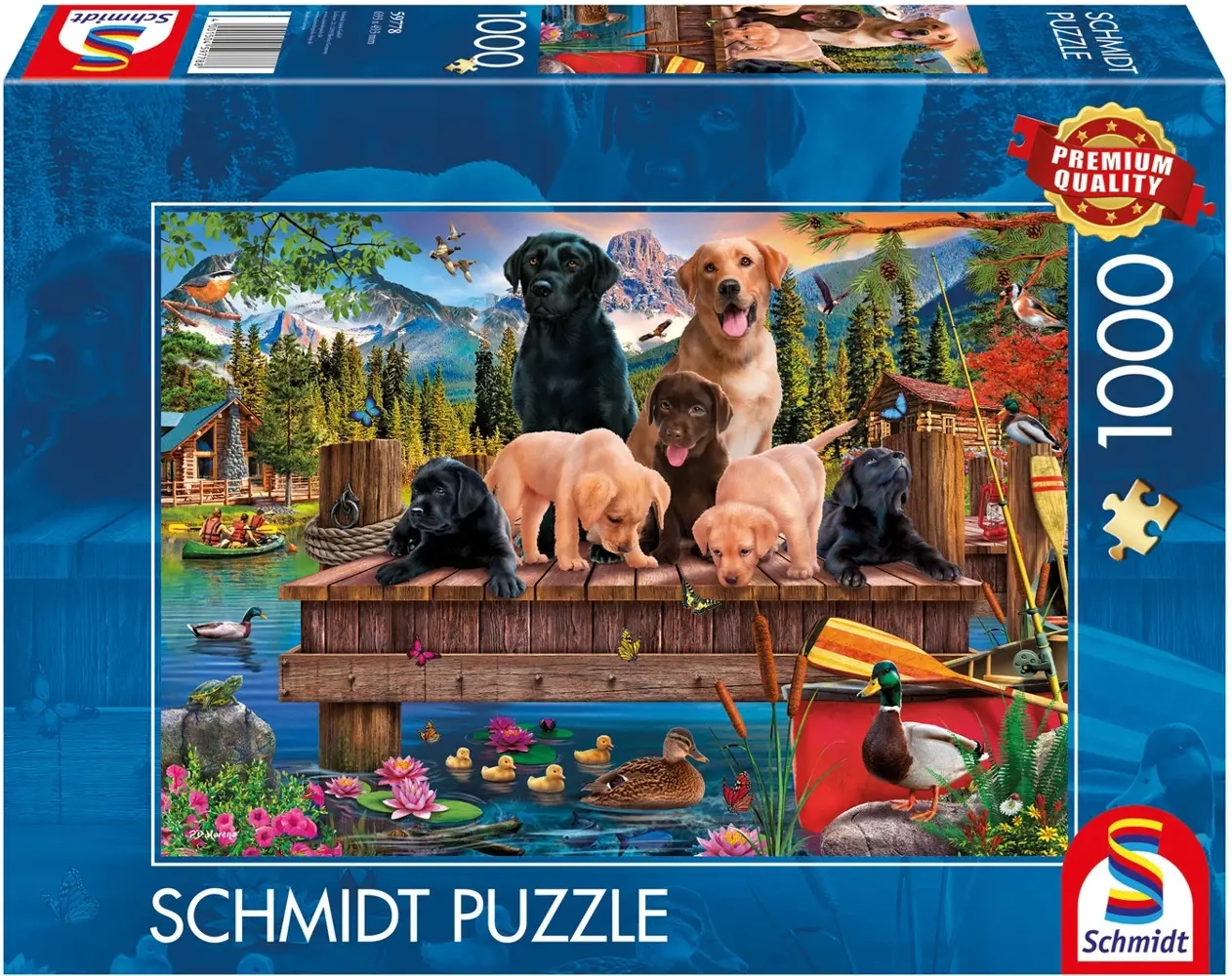 Hundefamilie am See