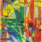 Landschaft mit Haus - Hund und Rind - 1914 - Franz Marc
