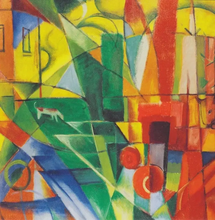 Landschaft mit Haus - Hund und Rind - 1914 - Franz Marc