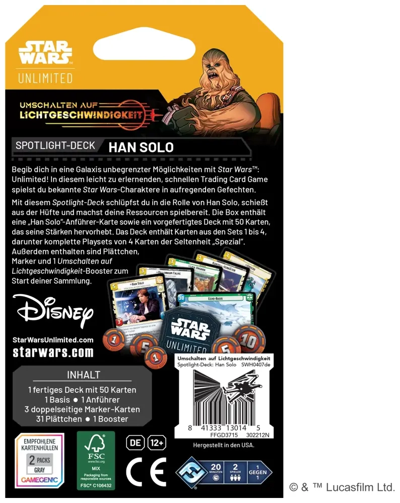 Star Wars: Unlimited - Umschalten auf Lichtgeschwindigkeit - Spotlight Starter Deck - Han Solo - DE