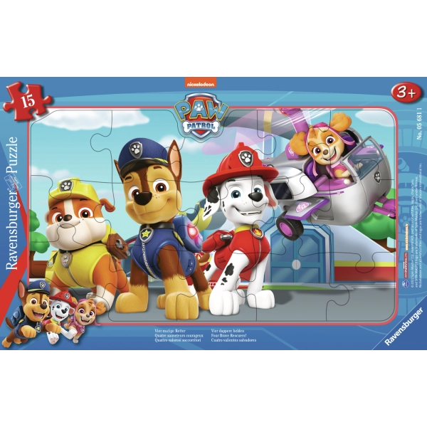 Paw Patrol - Vier mutige Retter - 15 Teile Puzzle