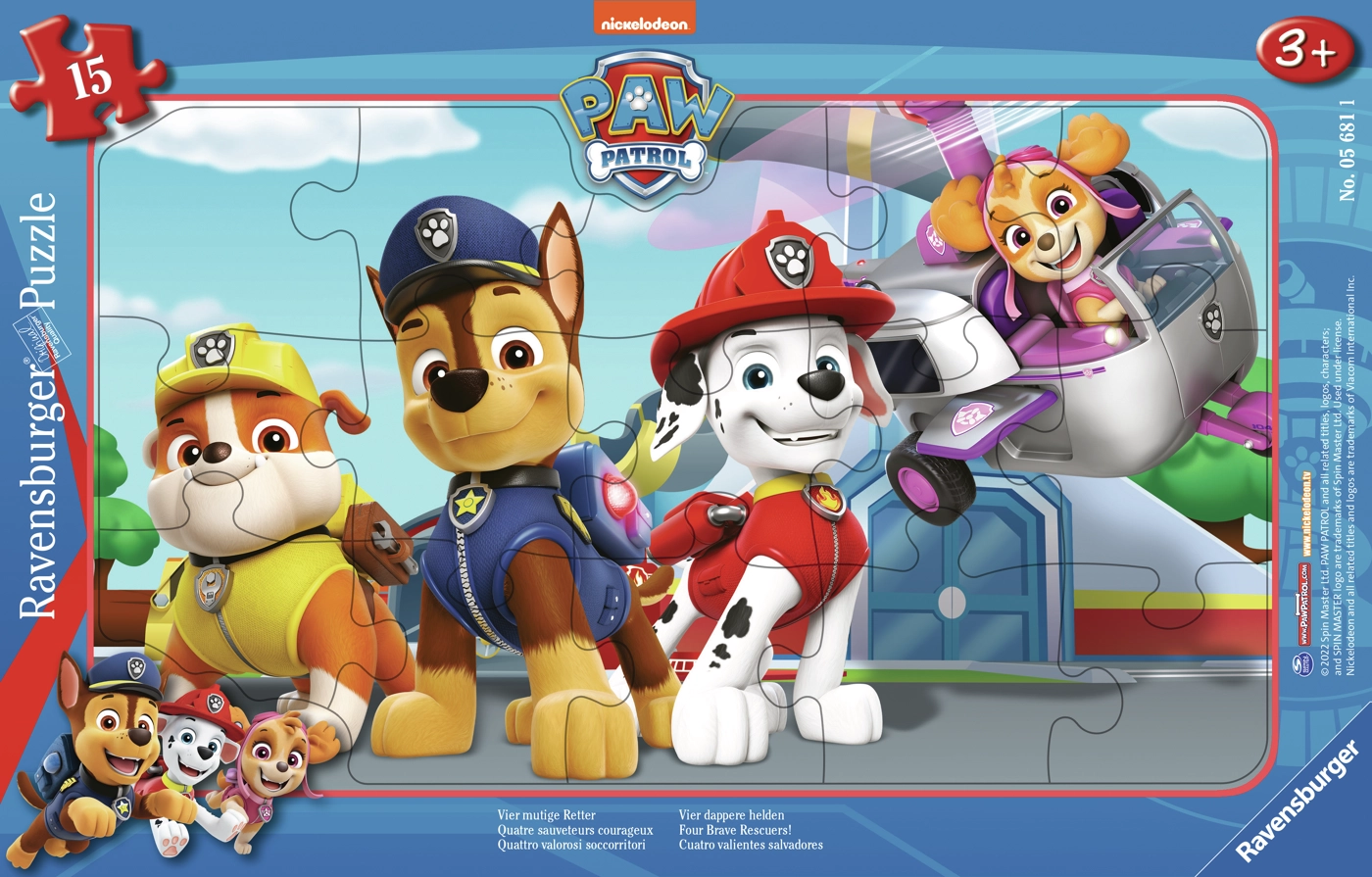 Paw Patrol - Vier mutige Retter - 15 Teile Puzzle