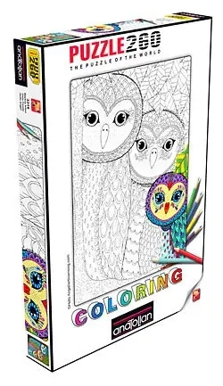 Eulenfamilie - Puzzle-Ausmalbild