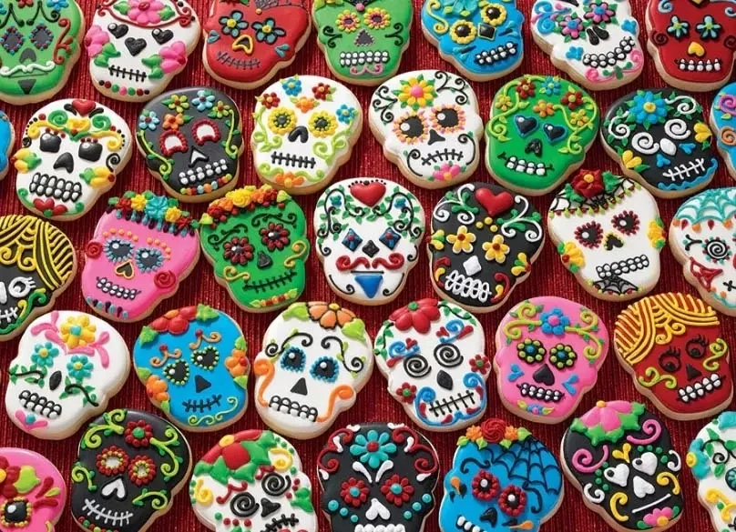 Bunte Totenkopfplätzchen