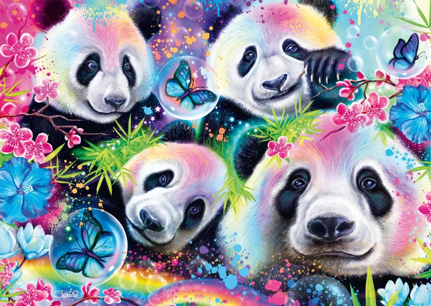 Neon - Blumen-Pandas