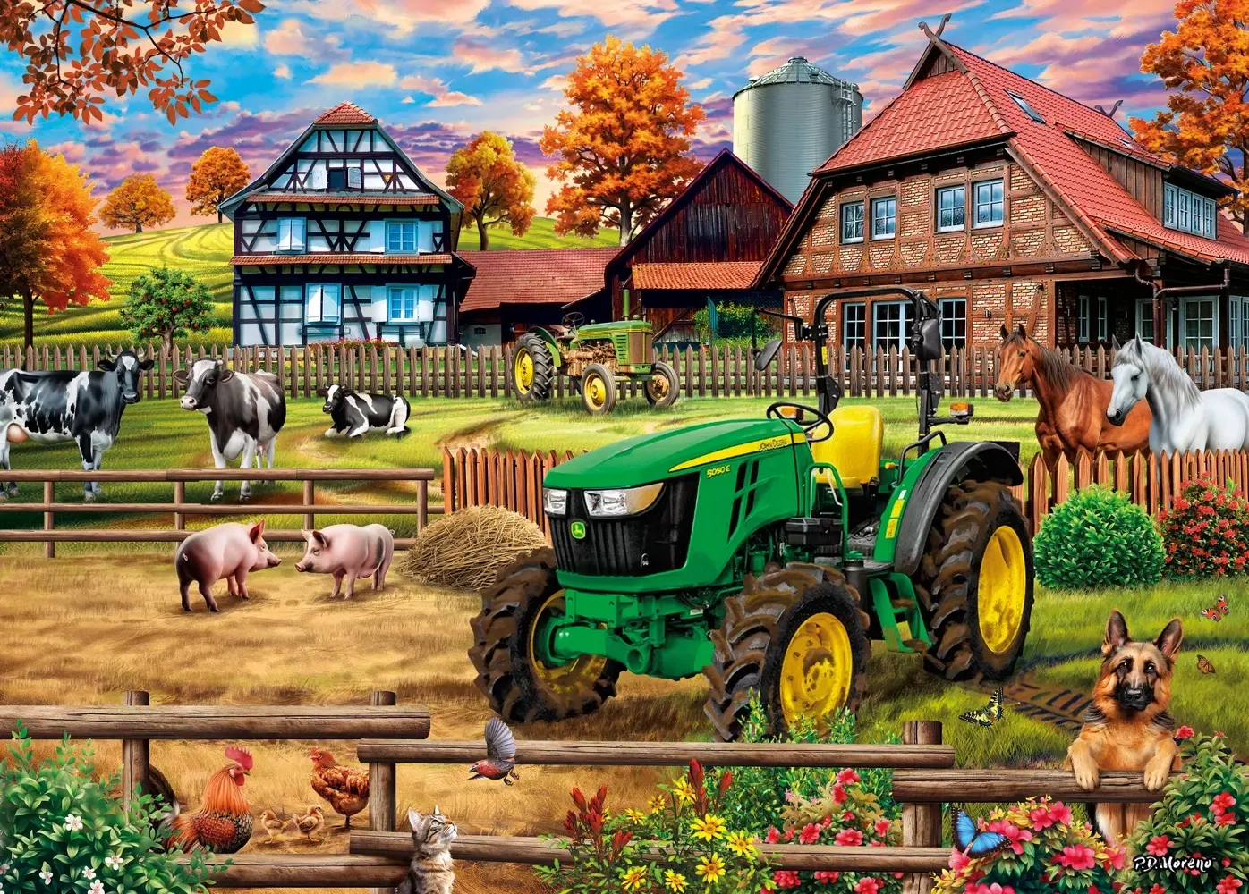 John Deere 5050E mit Bauernhof - 1000 Teile