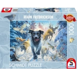 Hundeliebe - schwarzer Labrador im Schnee - Mark Fredrickson