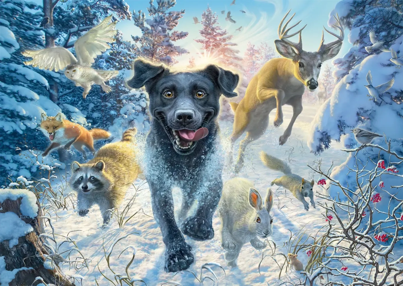 Hundeliebe - schwarzer Labrador im Schnee - Mark Fredrickson