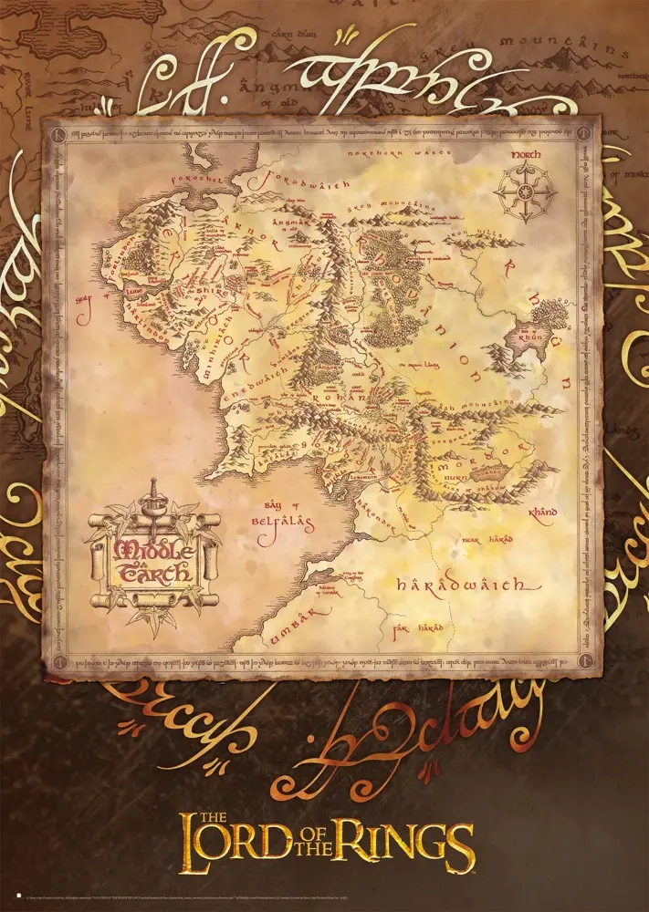 Der Herr der Ringe: Karte von Mittelerde - 1000 Teile Puzzle