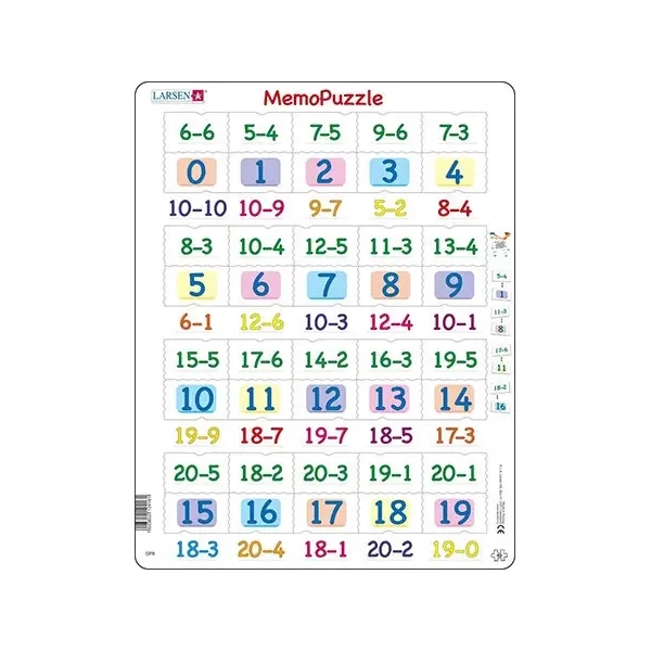 Lernpuzzle - Memo Rechnen Subtraktion (0-20)