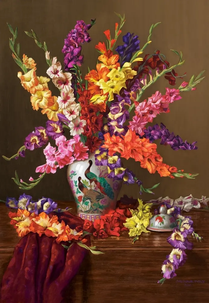 Gladiolen in chinesischer Vase