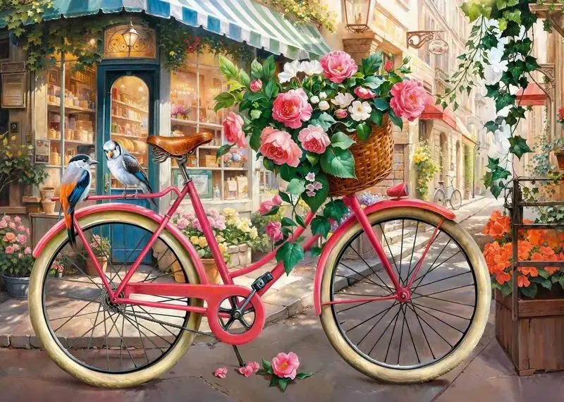 Blumenlieferung mit dem Fahrrad